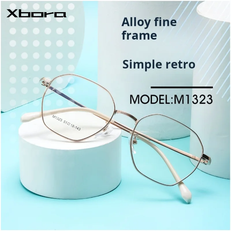 

Ultra-light Alloy Polygon Frame Fashionable Simple Style Glasses Men Women Summer Edition Universal Plastic Full Frame M1323
