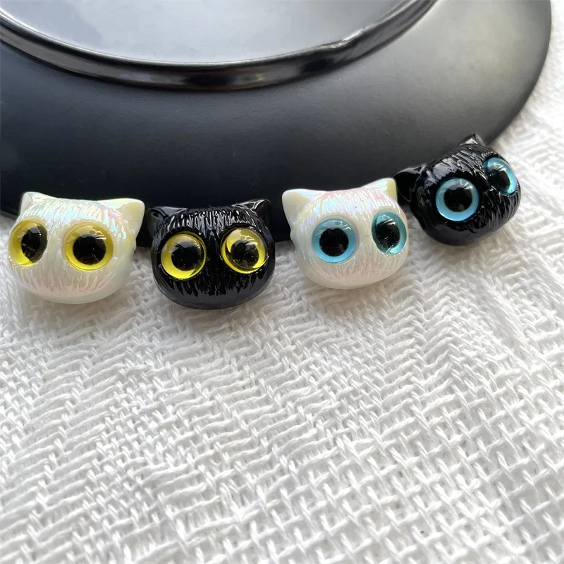 10PCS Acrylic Cute Cat Beads For Jewelry Making Big Eyed Owl Beads Necklace Bracelet Craft DIY Supplies