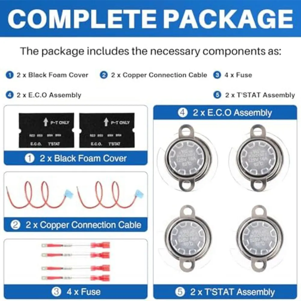 RV Water Heater Thermal Cutoff And ECO Thermostat Replacement Kit With 91447 And 93866 Parts For Atwood Gas Electric EXT Models