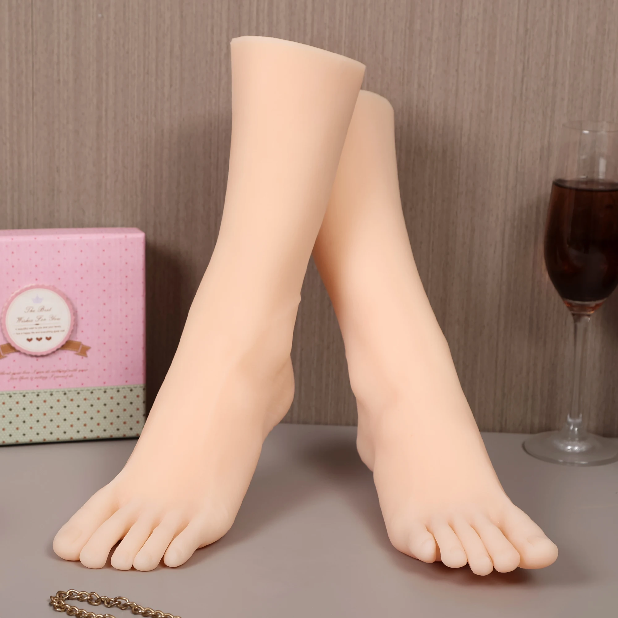 

Realistic Female Foot Model Massage Nail art Painting Practice Shooting Props Shoes and Jewelry Display Plastic TPE T3906