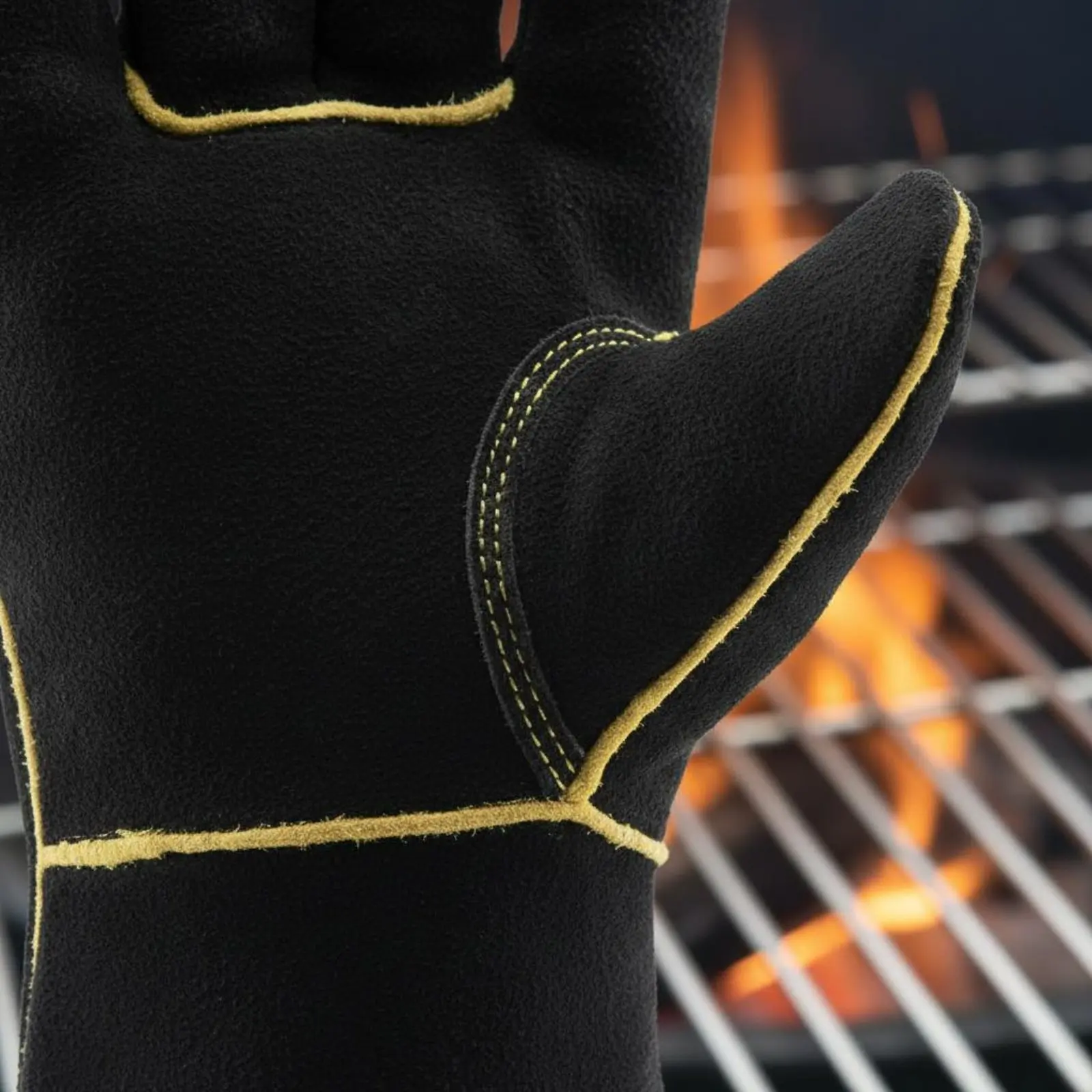 Long Leather High-Temperature Gloves Safety Stitching Fireproof Leather Gloves for Welders
