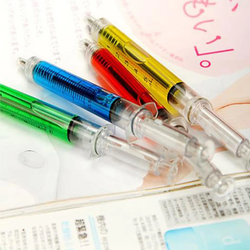 Injection Shape Ballpen Doctor Nurse Needle Ball Point Pen Office School Stationery Pen Syringe Needle Ballpoint Pen Write Tool