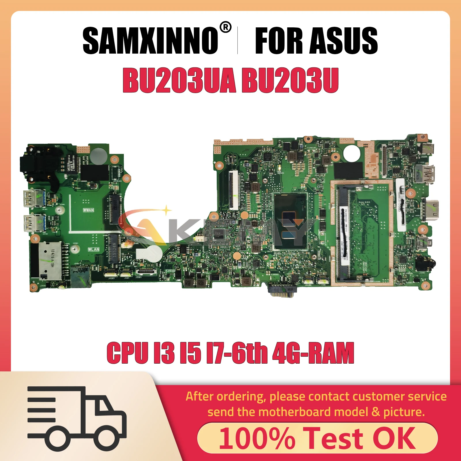 

Notebook BU203UA Mainboard For ASUS PRO ADVANCED BU203U Laptop Motherboard CPU I3 I5 I7-6th 4G-RAM