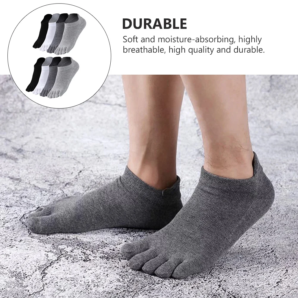 

4pcs Men Toe Socks Five-Toed Design Soft Breathable Skin-Friendly Cotton Socks Sweat-Absorbent Lightweight Comfortable For