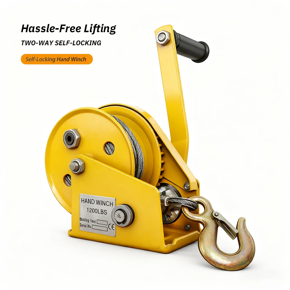 Portable Hand Winch Boat Trailer Winch Two i Way Self i locking Operated Manual Hand Crank Winch Small Hoist