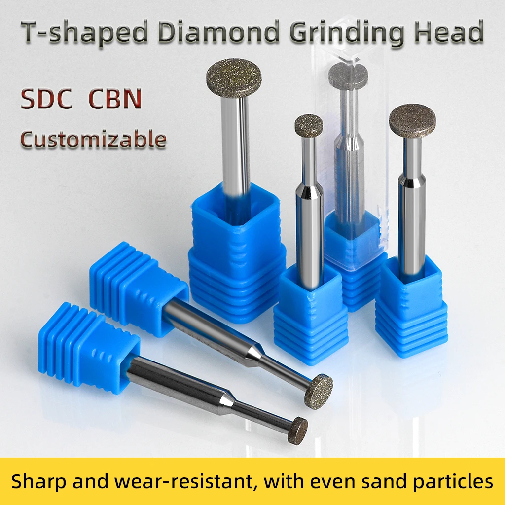 

6mm Shank 150# SDC CBN T-Shaped Diamond Grinding Head CNC Machining Center Precision Grinding Tools Customizable