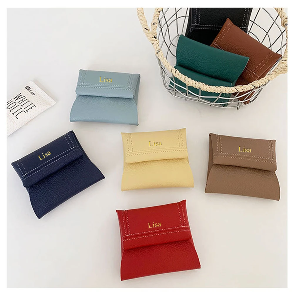 اسم مخصص محفظة النقود المعدنية من جلد البولي يوريثان، هدية تذكارية، مفتاح، حقيبة تخزين العناصر الصغيرة، محفظة الموسم المحمولة باليد، عالمية #2