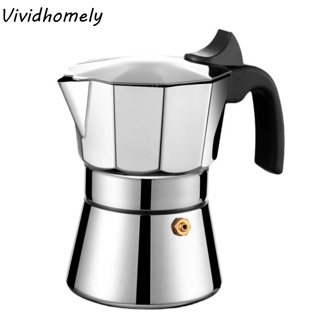 

Кофеварка для мокко из нержавеющей стали, 150/300 мл, восьмиугольная, с зеркальной поверхностью, итальянский стиль, ударопрочный, для эспрессо, для кухни