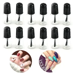 50pcs 3ml Clear Nail Polish Glass Bottle With Brush Round Black Cap Nail Art Container Portable Nail Oil Refillable Bottles