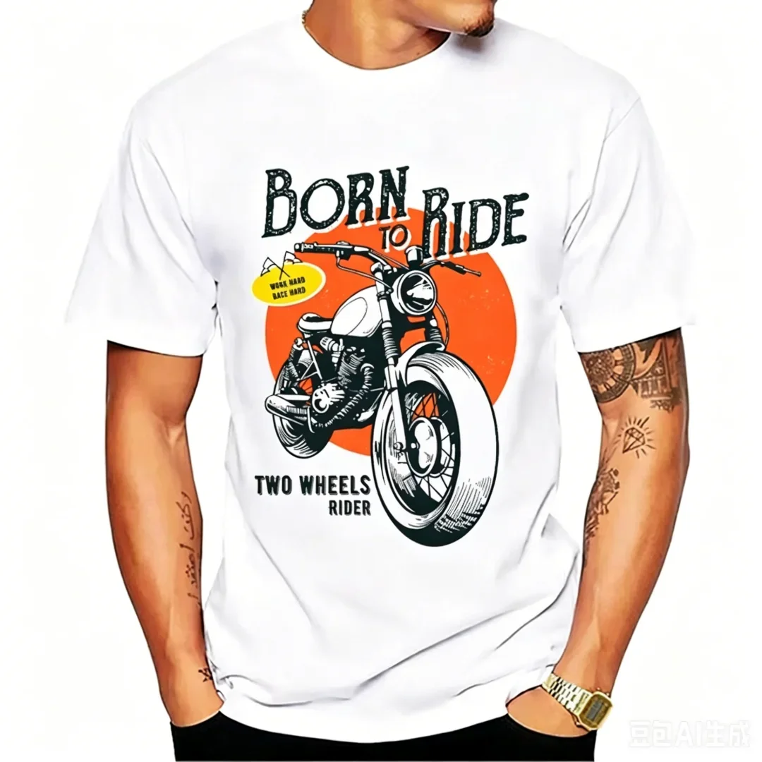 2026 Neues 3D-Motorrad-Bedrucktes T-Shirt für Herren, Sommer-Kurzarm-Freizeitoberteil, 90er Cool Vintage T-Shirt, Trendige Streetwear