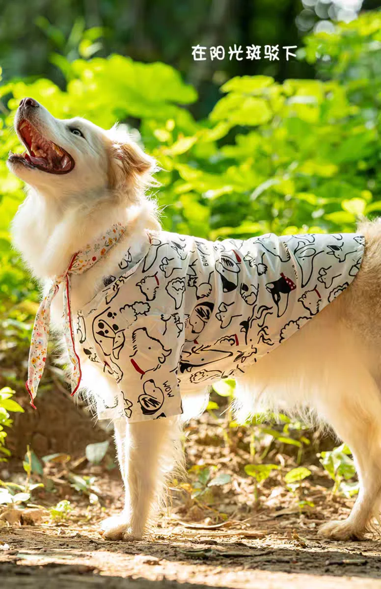 Spring Summer Cotton Lightweight Dog Shirt | Trendy Anti-dirt Anti-shedding Sun Protection Apparel for Large Dogs Border Collie