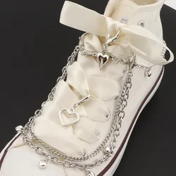1pcs Metal Shoe Decorations Bling Rhinestone Shoe Chain Charms Hollow Star Love Pendant Pearl Shoe Chain Bracelet for Women