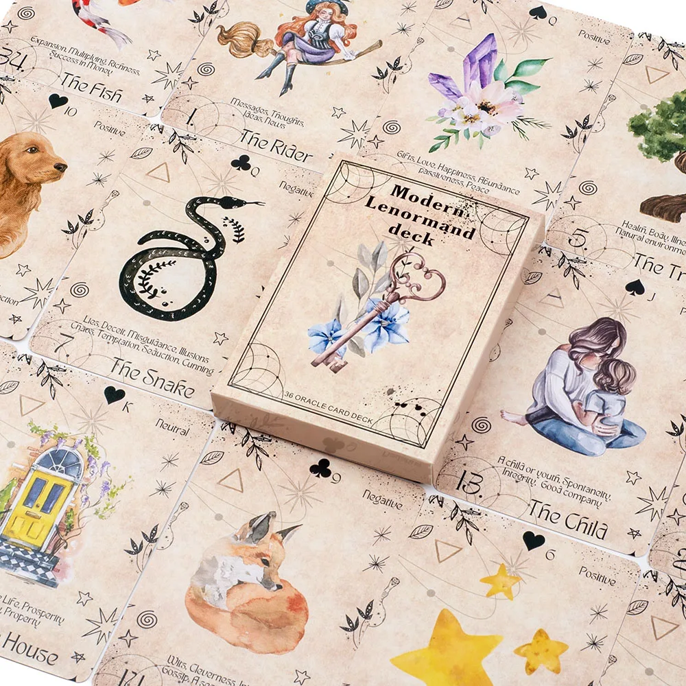 Modern Lenormand Deck Board Game English Version 36 Card Deck 10.3*7.3cm Beautifully Illustrated Family Party Game