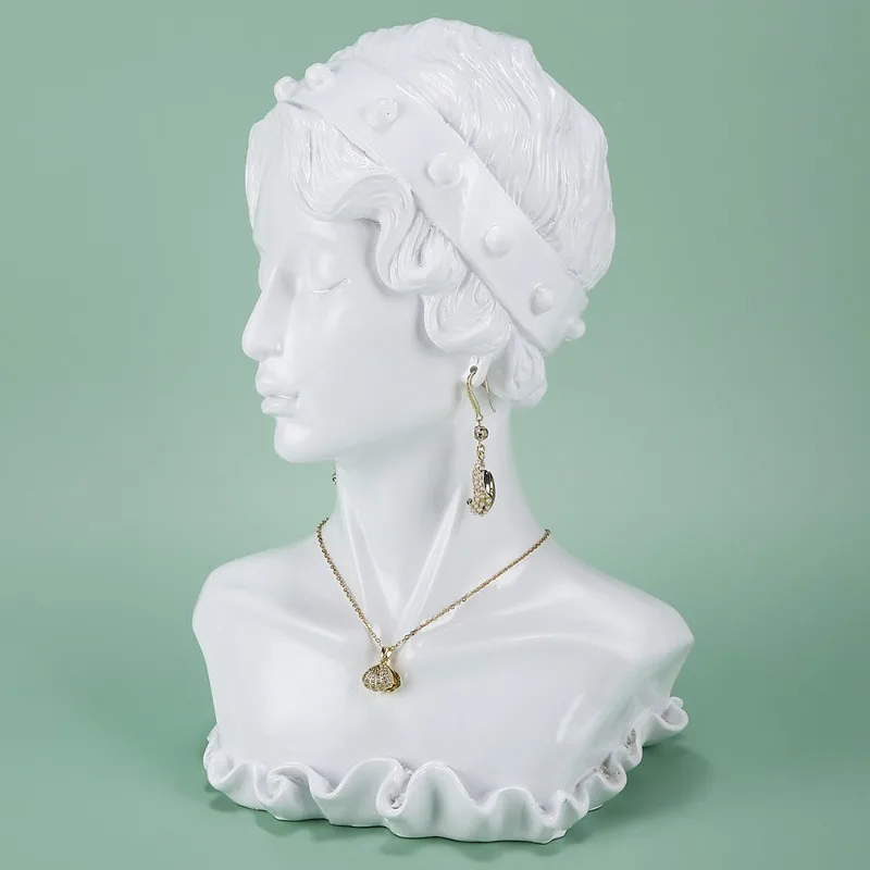 Resin Jewelry Display Mannequin Fashion Earrings Model Displays Stand Shoot Necklace Display Holder Woman Jewelry Displays Rack