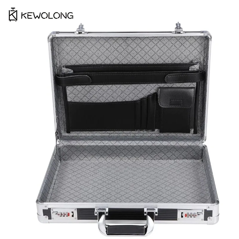 Business Hardside Briefcase with Lock - Office Security Box Document Safe for Files, Certificates, Cash, Portable Suitcase
