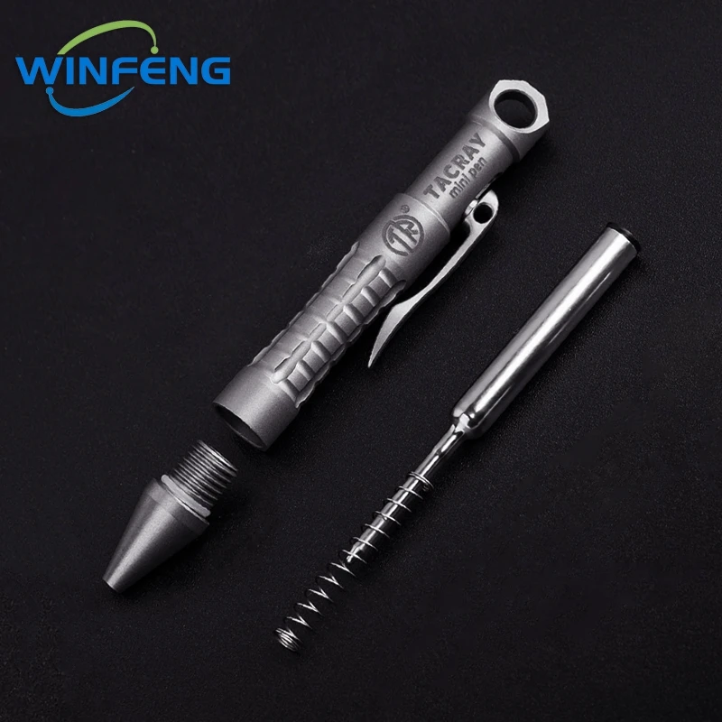 Portable Titanium Bolt Action Tactical Pen Signature Ballpoint Pen Self Defense EDC Pocket Stylus Pen for Touch Screens