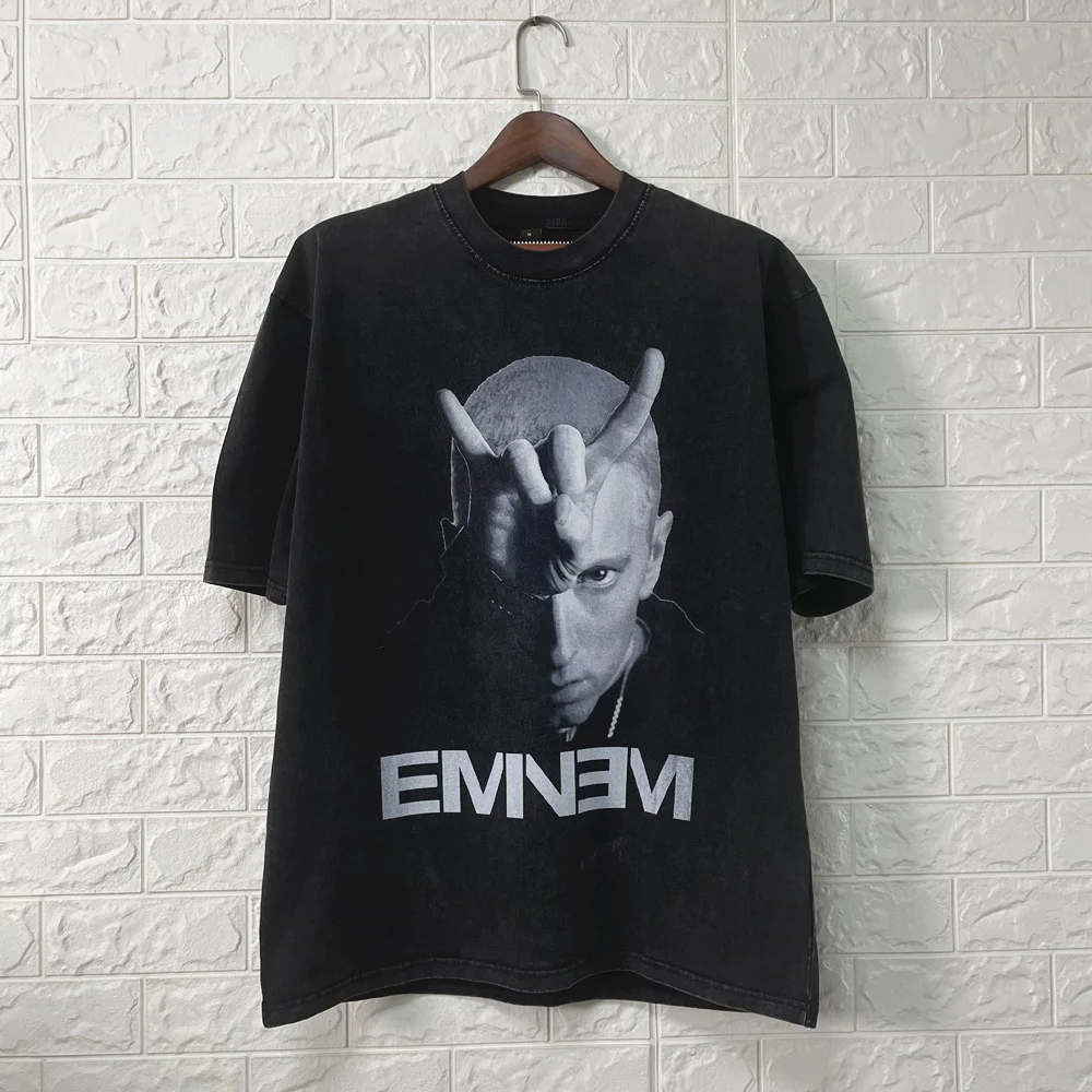 Frog drift Street HIP HOP Rapper Eminem Kanye Personage Graphics Vintage Retro Washing Oversized Loose tee Tops T shirt For Men