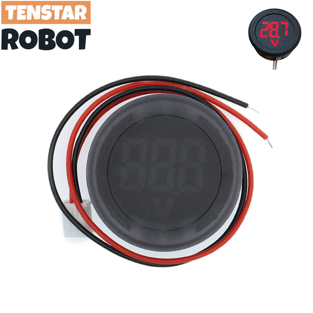 Round DC 4-100V LED Digital Display Circular Two-wire Voltmeter DC Digital Voltmeter Head Display Reverse Connection Protection