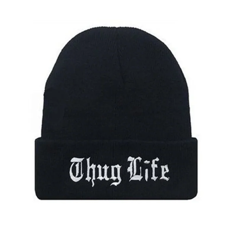 2021 NEW Thug Life Black Letter Beanie - Unisex Hip Hop Knitted Caps