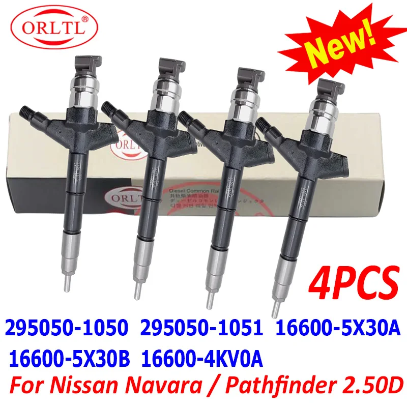 4PCS 295050-1050 16600-5X30A 166005X30A Diesel Common Rail Fuel Injector for Nissan NP300 Pickup 16600-5X30B 16600-4KV0A