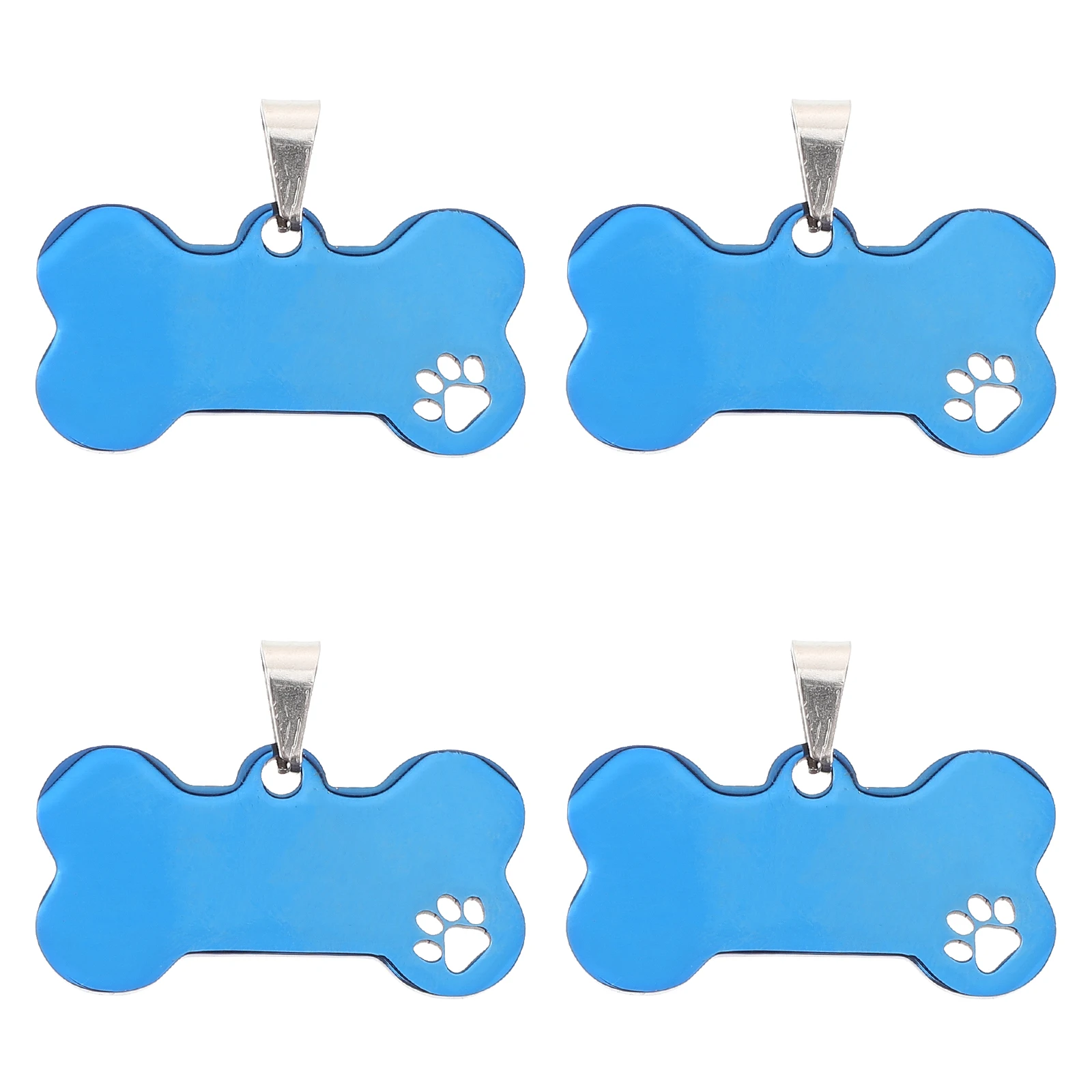 

4pcs Hollow Dog Placard Stainless Steel Puppy Tags Identification Blank Nameplates Engraved Pet ID Tag Dog Collar Accessories