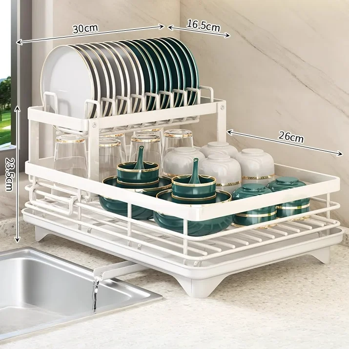 

New Dish Drying Rack Kitchen Utensils Drainer Rack With Drain basket Countertop Dinnerware Organizer Kitchen Storage Rack Tools