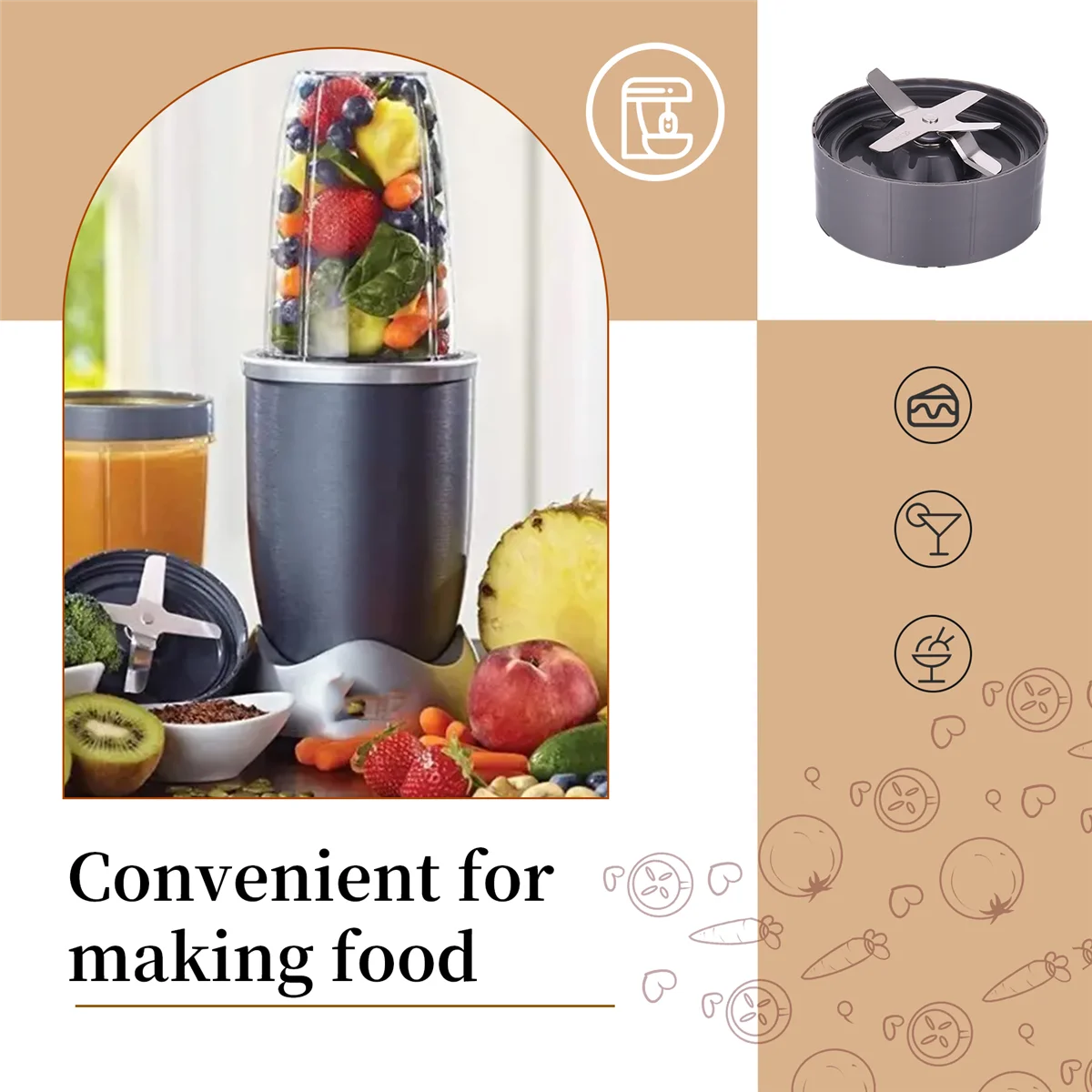 Лезвие экстрактора, подходящее для NutriBullet 600 Вт/Pro 900 Вт, серия экстракторных лезвий для лезвия блендера NutriBullet # АБГП