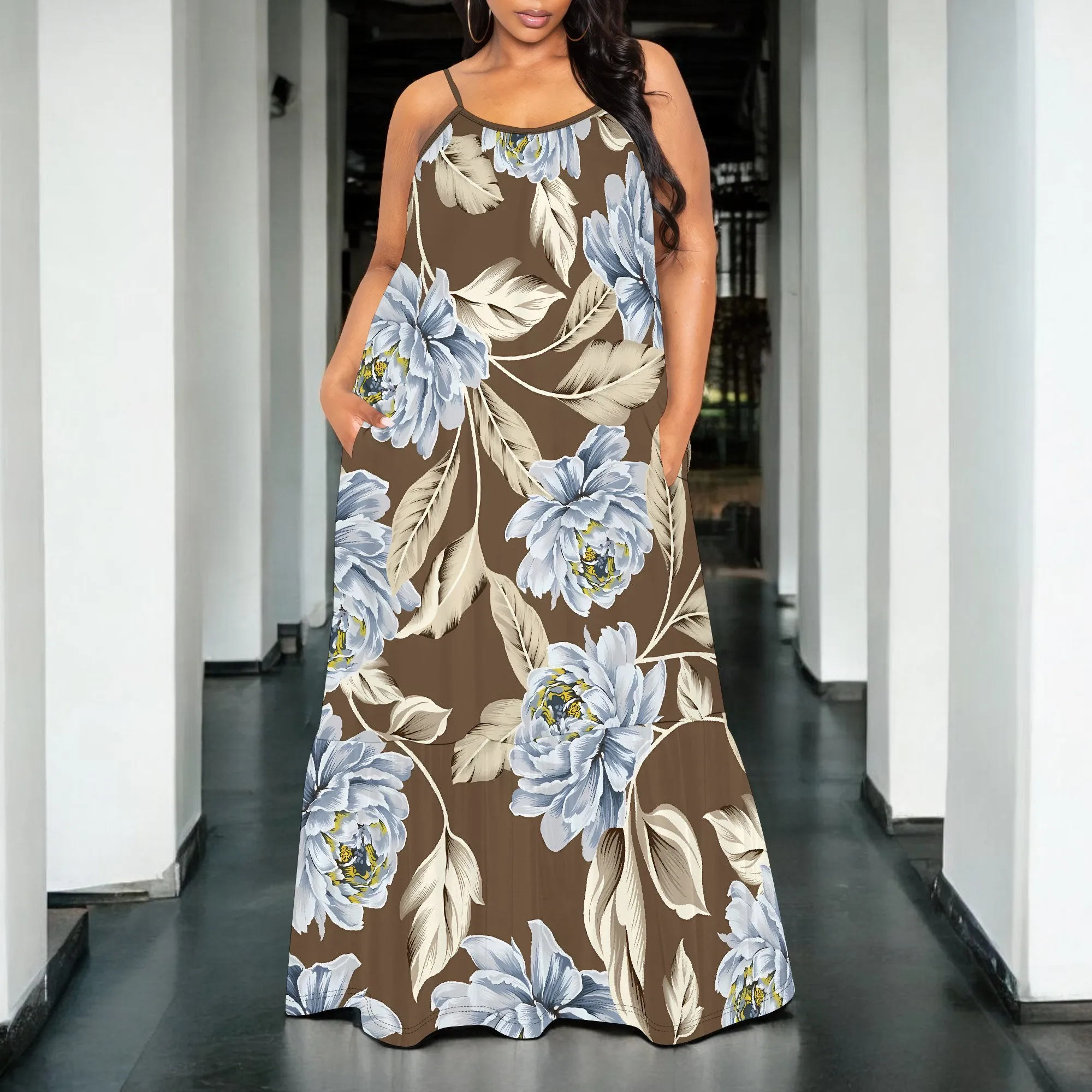 

Nupusa Floral Print Dress for Women Summer Casual Spaghetti Strap Maxi Dress