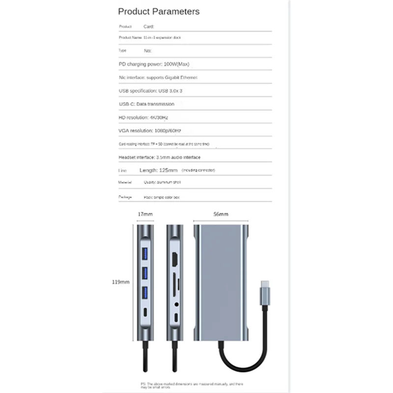 يوصى به بشدة. 11 في 1 نوع C Dock USB Hub 3.0 Splitter Adapter 4K HDMI-متوافق