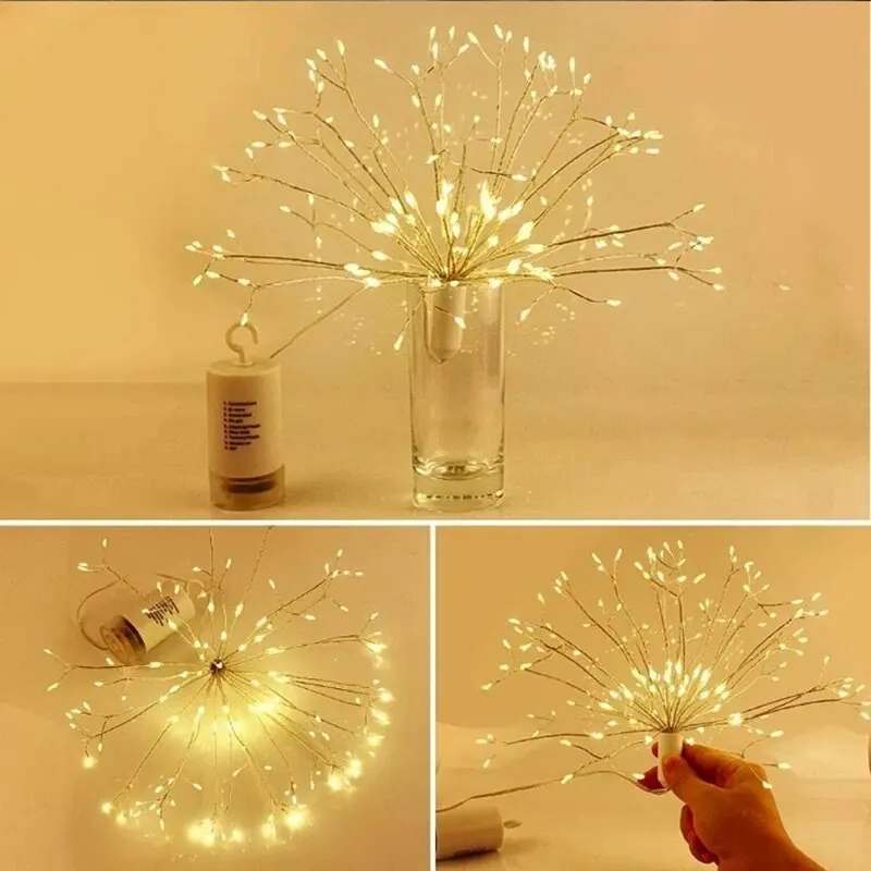 Christmas Decorations Dandelion Fireworks Lamp Festoon Led Lights Garlands 200 Leds 8 Mode Remote Control Holiday Light String