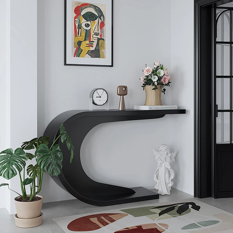 طاولة وحدة تحكم فرنسية فريدة من نوعها بتصميم منحني طاولة وحدة تحكم جمالية ممتازة على الحائط أثاث مكتب أنيق لغرفة المعيشة