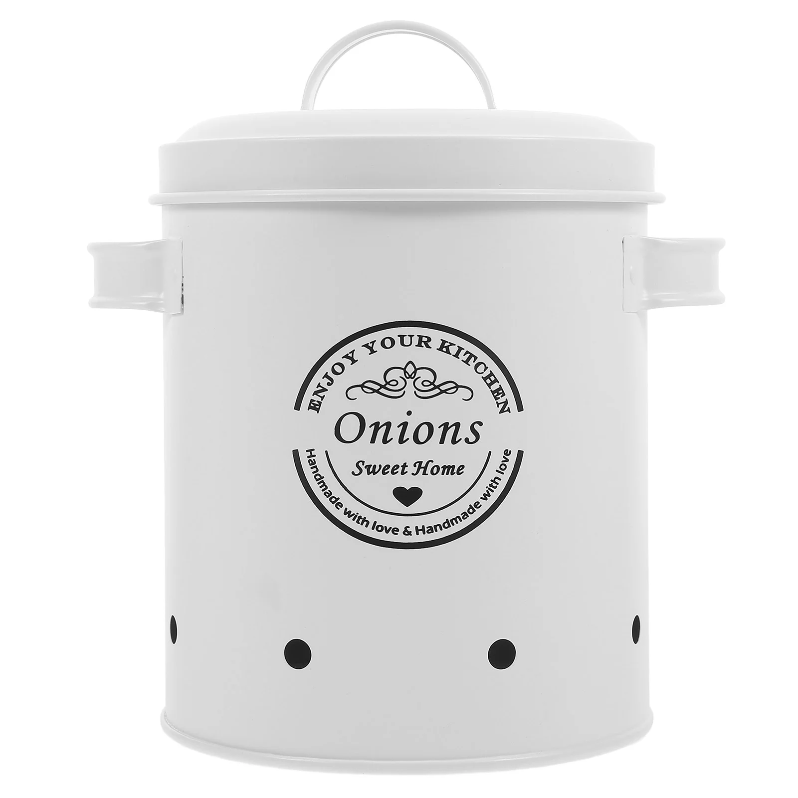 Vegetable Storage Barrel Onion Food Containers with Lids Kitchen Garlic Jar Ginger for Home Holder Iron Countertop