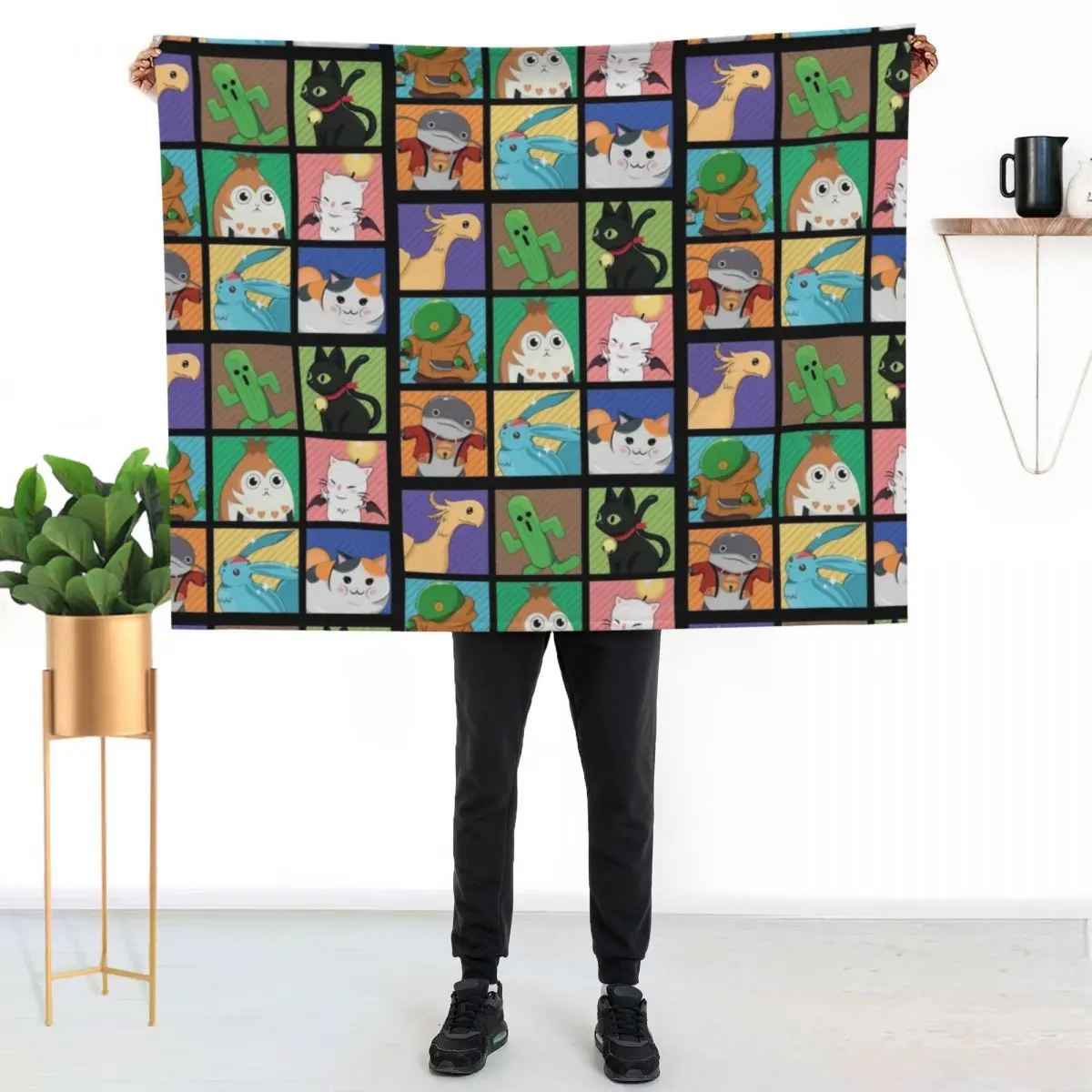 FFXIV POP ART Throw Blanket Stain Resistant Cozy Warm Blanket