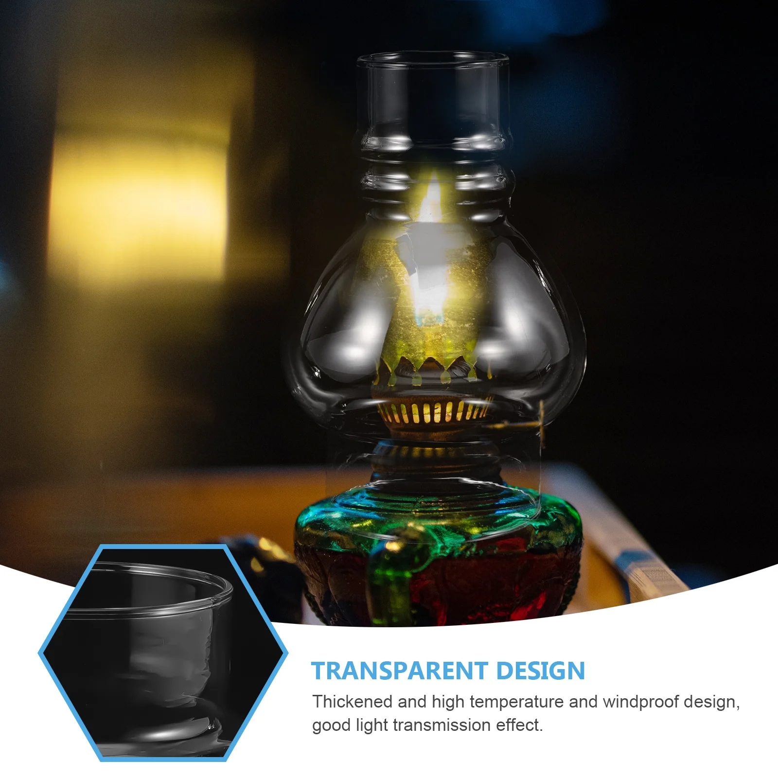 

Clear Oil Lamp Glass Chimney Thickened Windproof High Temperature Resistant Retro Lamp Shade Replacement for Oil Lamps
