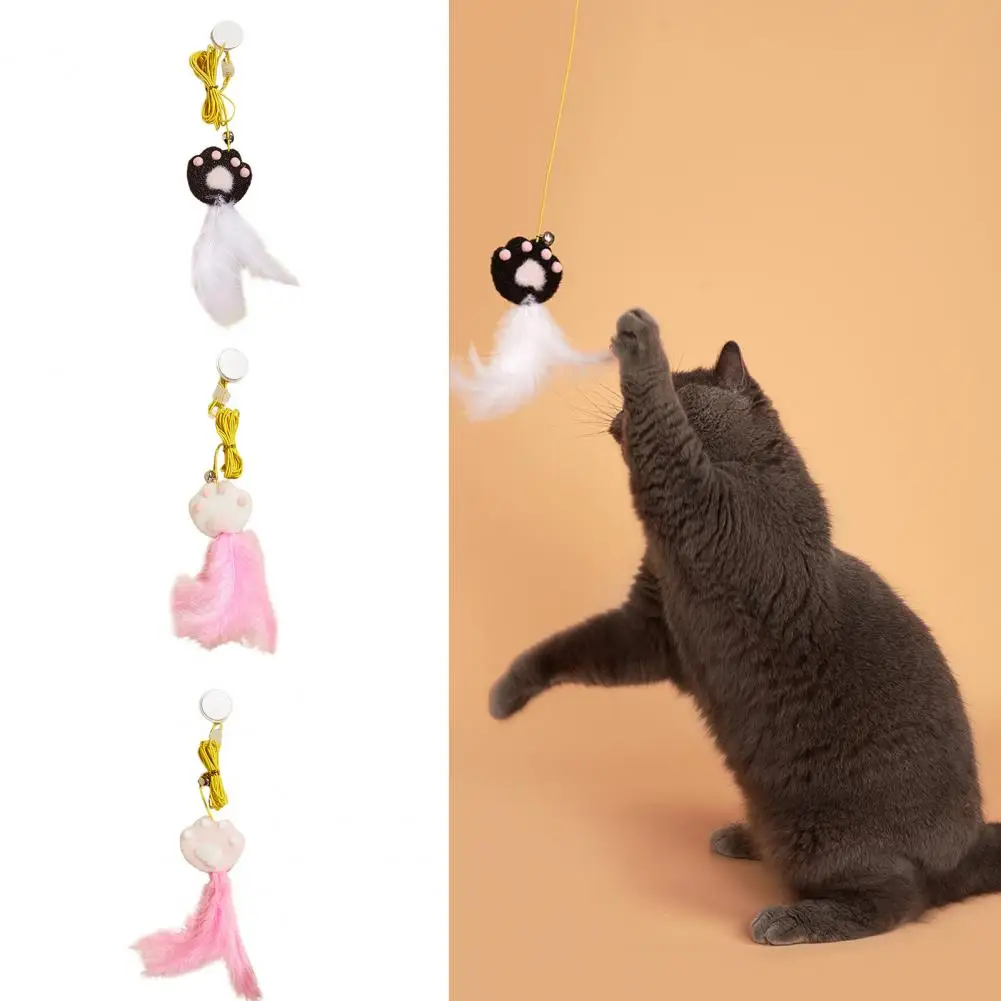 Cat Toy Feather Wand Interactive Toy Decoration High Elasticity Rope Hanging Simulation Caterpillar Cat Toy Pet Cat Accessories