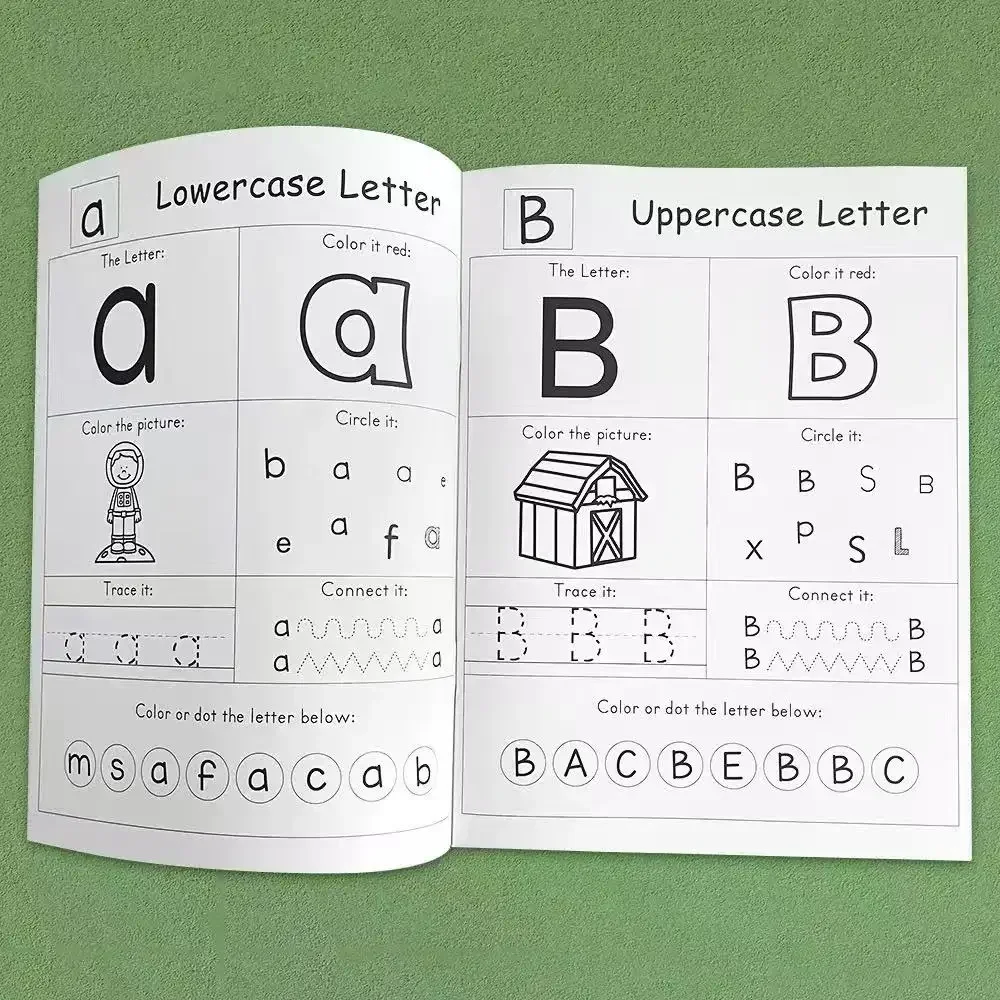 26 Letters A-Z Alphabet Phonics Words Practice Workbook Preschool Learning English Language Kindergarten Writing Coloring Book