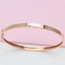 Classic 585 Purple Gold Plated 14K Rose Gold Glossy Bracelet for Women Elegant Glamour Fashion Party Jewelry Accessories