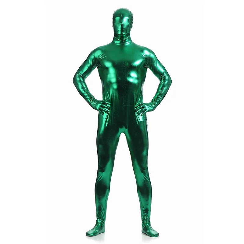 Metallic Spandex Bodysuit Shiny Catsuit Sexy Unisex Zentai Full Body Suit Costume Party Wet Look One Piece Unitard S-3XL