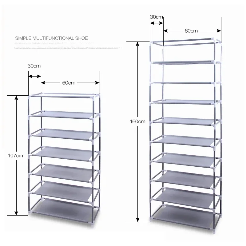 10 Layer 9 Grid Shoe Rack Shelf Storage Closet Organizer Purple Color Dustproof Shoes Cabinet for Home Use