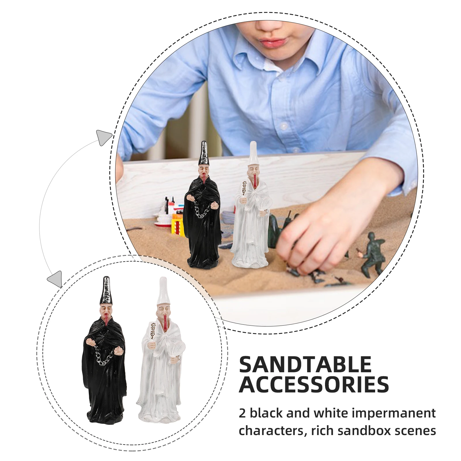 

2pcs Black White Impermanence Psychological Sand Tray Ornament Resin Miniature Mystical Therapeutic Tool Educational Training