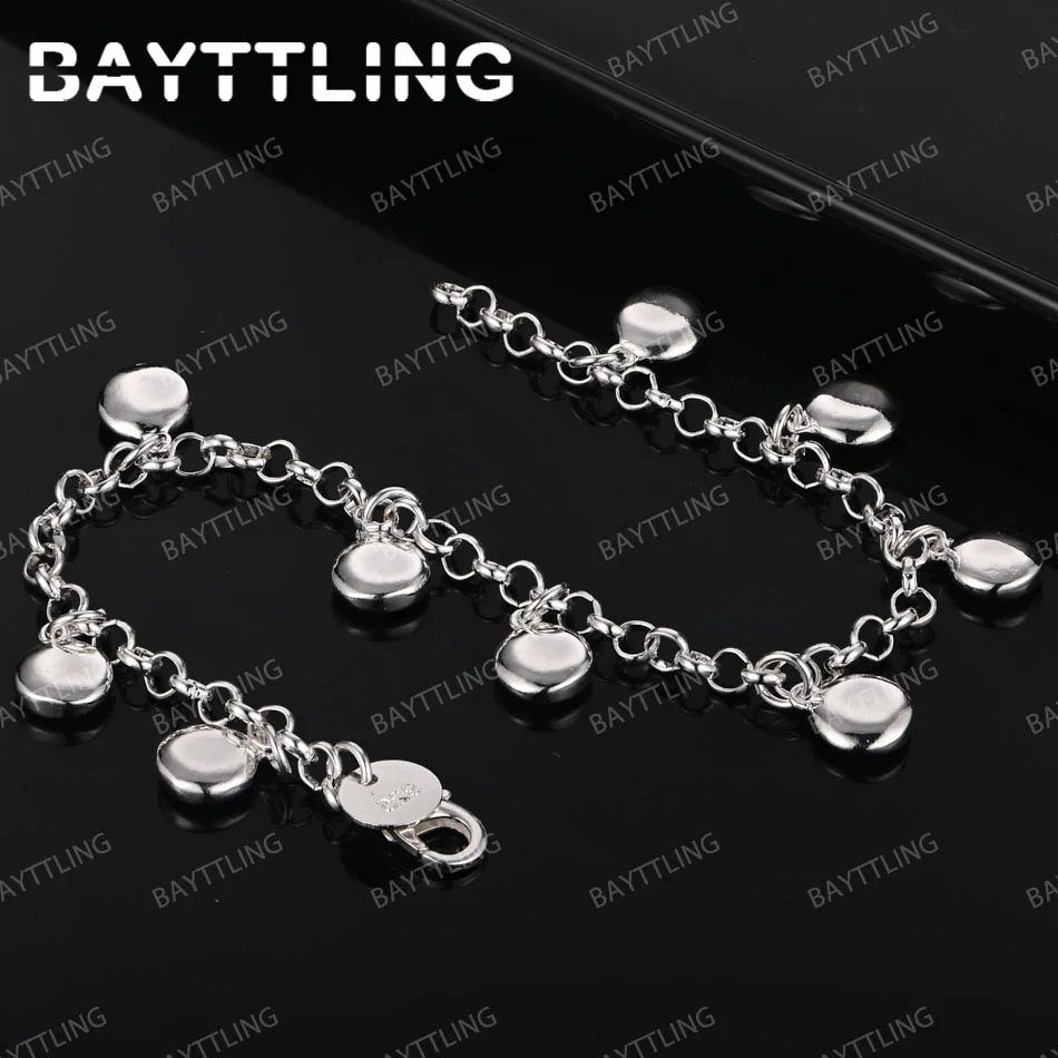 

Charm 8 Inches 925 Sterling Silver Round Bracelet For Women Wedding Men Fashion Gift Christmas Party Jewelry