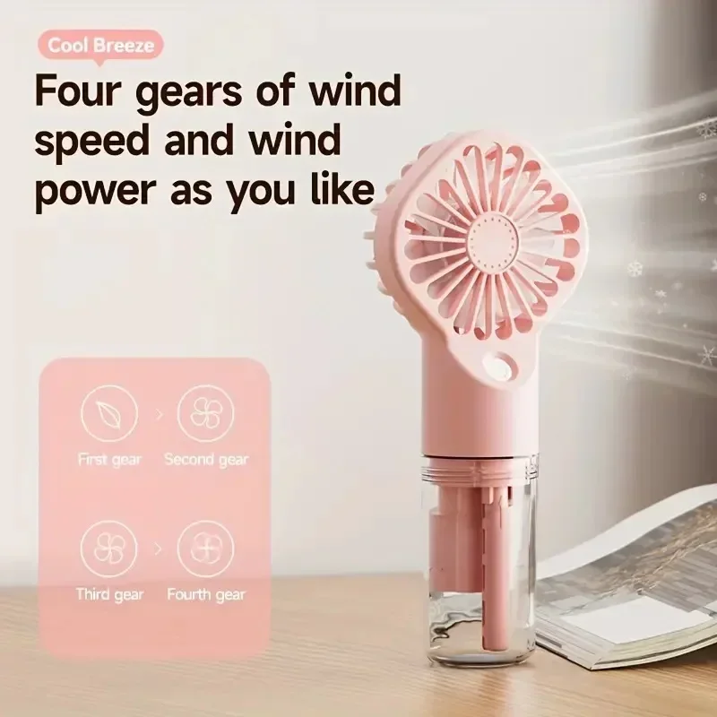 Portable Rechargeable Handheld Misting Fan - Battery operated USB rechargeable mini face steamer fan for travel and outdoor use