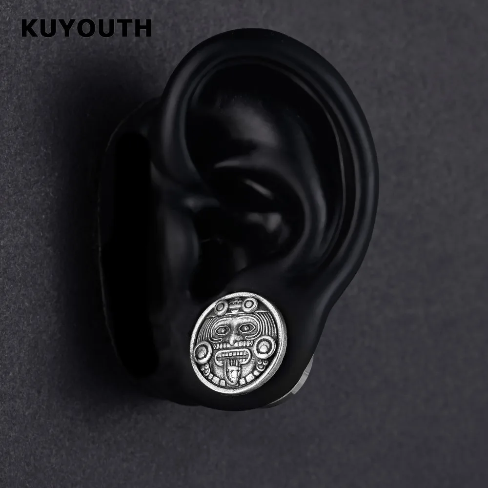 KUYOUTH Newest Stainless Steel Maya Totem Ear Expanders Screw Plugs Tunnels Earring Gauges Body Piercing Jewelry Stretchers 2PCS