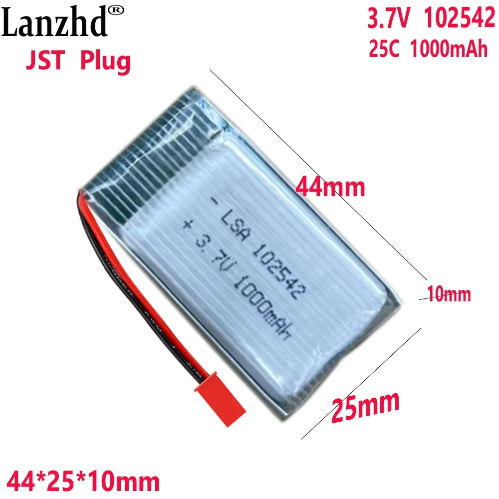 

3.7V Li polymer Lithium Battery 25C rate 1000mAh For Drone model airplane model battery 102542 42*25*10mm With JST Plug