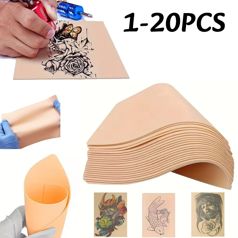 1-20 pièces Peau d'entraînement pour tatouage en silicone double face, peau artificielle pour sourcils, accessoire de maquillage et de tatouage pour débutants