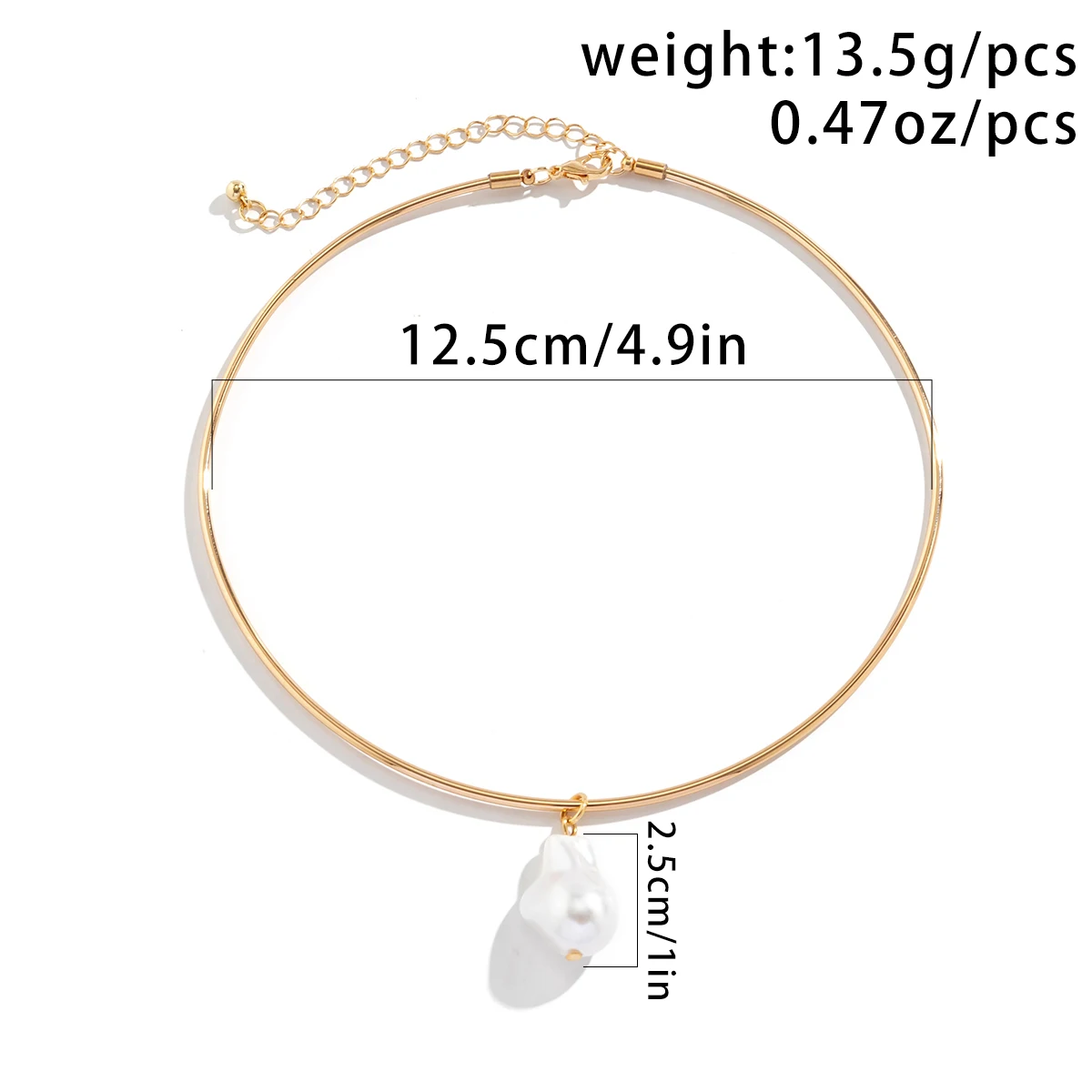 Elegant Circle Torques with Imitation Pearl Pendant Choker Necklace for Women Trendy Collar 2023 Fashion Jewelry Accessories