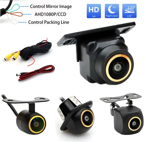 AHD 1080P Fisheye CCD 방수 와이드 뷰 앵글 후면/전면 뷰 백업 카메라, HD 야간 투시경, 자동차 주차 지원
