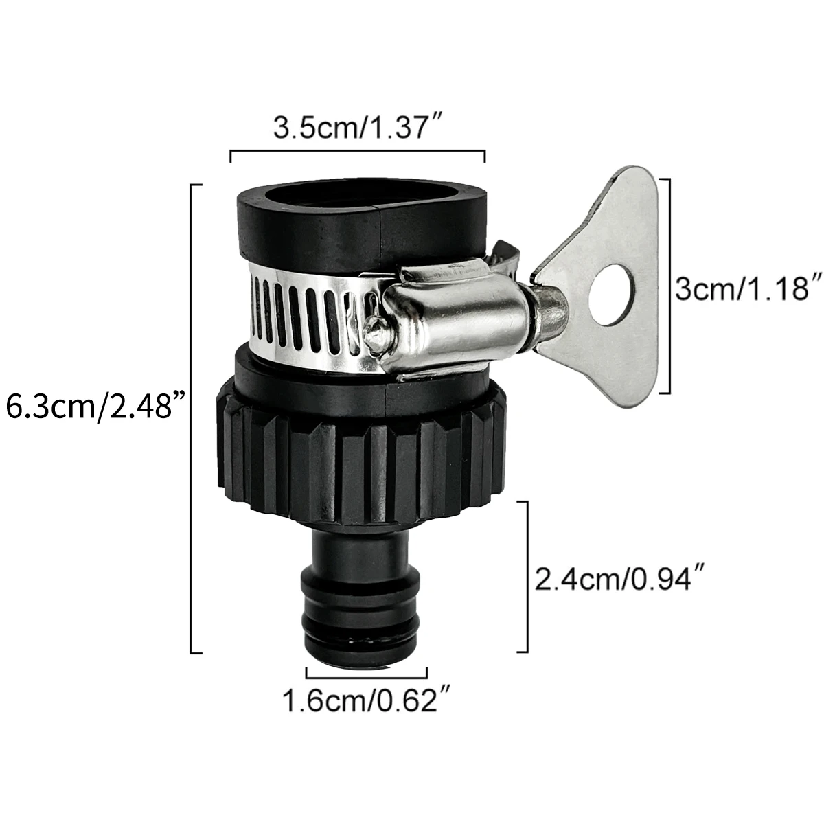 Adattatore per rubinetto dell\'acqua universale durevole da 2 pezzi raccordo per tubo flessibile in plastica rubinetto di raccordo a connessione