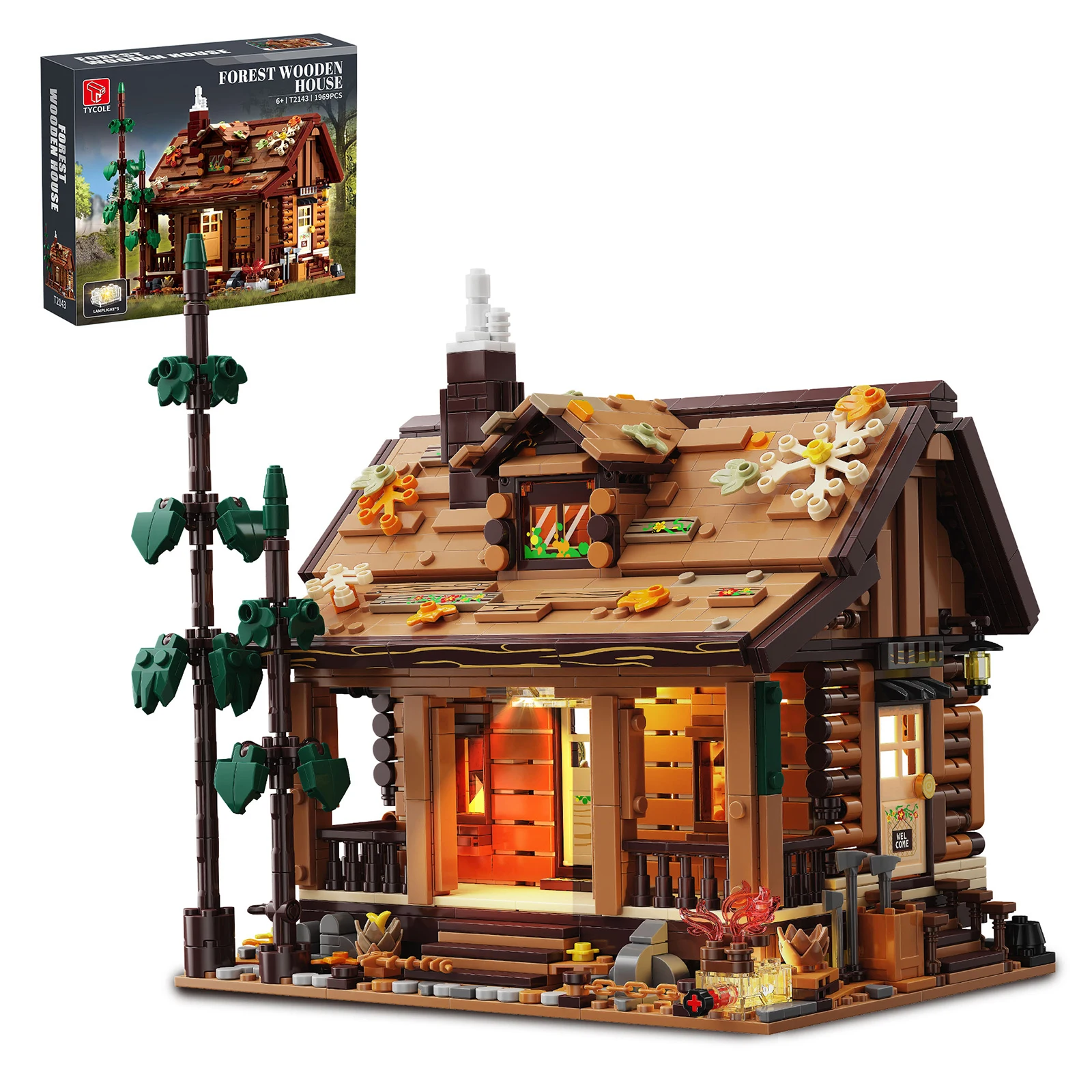 1969PCS Bos houten huis Bouwstenen Speelgoed Model Log cabine Monteren Puzzel Bricks Speelgoed Sets Voor Kid Desktop Ornament Geschenken - afbeelding 2