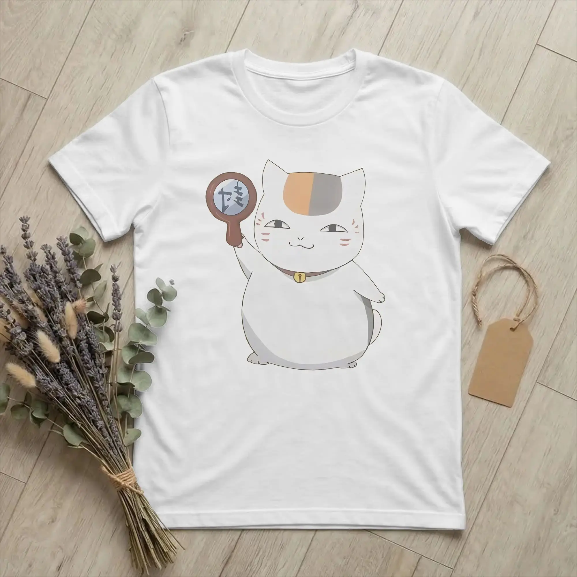 Casual Natsume's Book of Friends Madara T-Shirts Men Crew Neck Cotton T Shirts Nyanko Sensei Short Sleeve Tees Gift Clothing